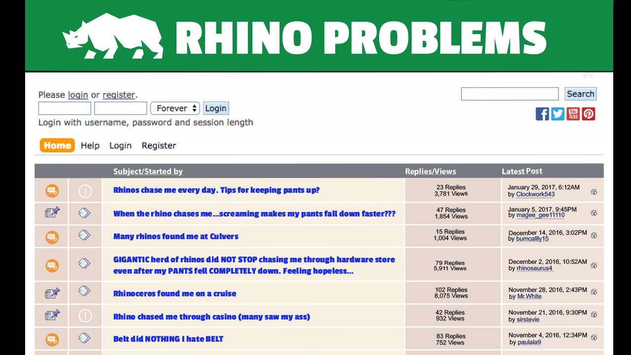 Beautiful: This Internet Message Board For People Whose Pants Keep Falling  Down While They're Getting Chased By Stampeding Rhinos Shows The Healing  Power Of Online Communities - ClickHole